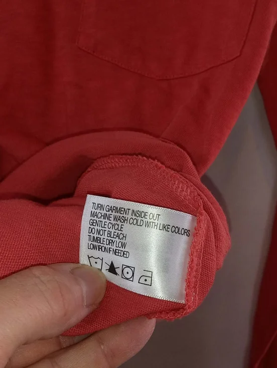 Orvis Coral-Red Long Sleeve V-Neck Pocket Tee Shirt XS Cotton Soft Peru Casual - Picture 5 of 7